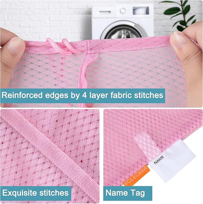 Polecasa Heavy Duty Diamond Large Mesh Laundry Bag with ID Tag and Locking Drawstring Closure - 24