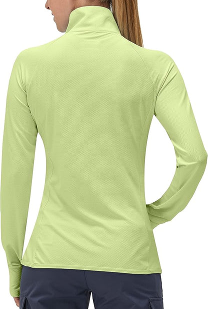 Women's UPF 50+ UV Sun Protection Clothing Long Sleeve Athletic Hiking Shirts Lightweight SPF Zip