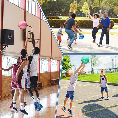Jenaai 6 Pcs Rubber Basketballs Official Size Bulk Streetballs Multicolor Basket Balls with Pump