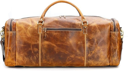 KomalC 24 inch Duffel Bag Travel Sports Overnight Weekend Leather Duffle Bag for Gym Sports Cabin