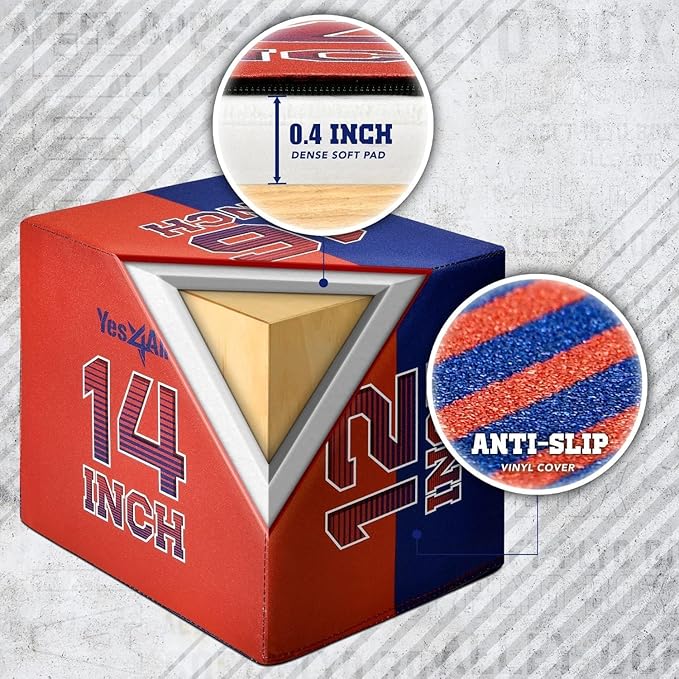 Yes4All 3-in-1 Soft-Padded Plyo Box With Wooden Core, Non-Slip Multi-Use Cushioned Plyometric Jump