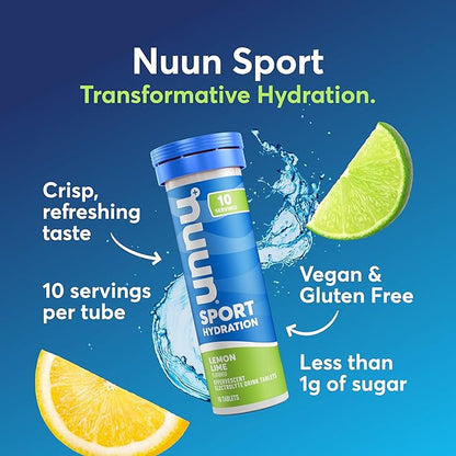 Nuun Sport Electrolyte Tablets with Magnesium, Calcium, Potassium, Chloride & Sodium, Gluten Free &