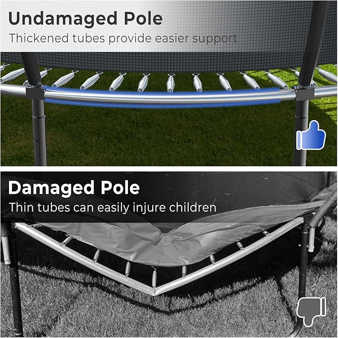 12 14 15 16FT Outdoor Trampolines for Kids and Adults, Pumpkin Trampolin with Curved Poles