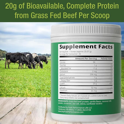 Grass Fed Beef Protein Powder - Lactose Free Great Tasting Beef Protein Isolate. Complete Animal