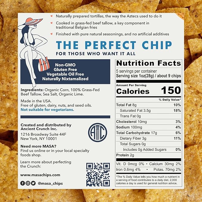 MASA Chips - Lime Flavored Tortilla Chips, Handmade Corn Chips & Crisps - Naturally Grown White