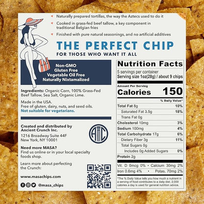 MASA Chips - Lime Flavored Tortilla Chips, Handmade Corn Chips & Crisps - Naturally Grown White
