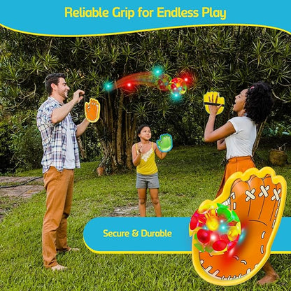 punkdog LED Toss and Catch Ball Game Set - 1 LED and 1 Regular Suction Cup Ball with 2 Easy-Grip