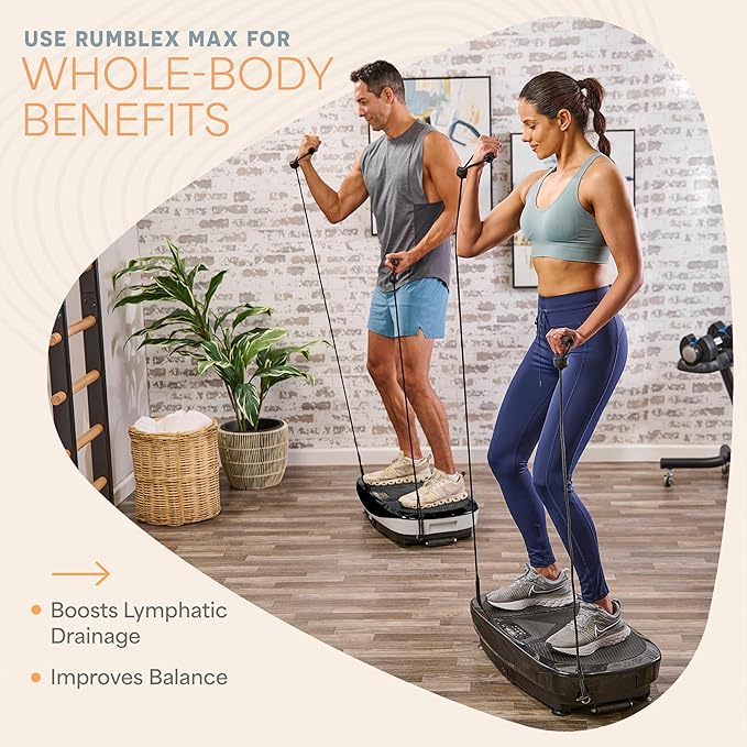 Lifepro Rumblex Max 4D Black Vibration Plate Exercise Machine with Loop Resistance Bands for Home