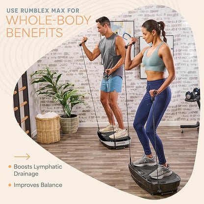 Lifepro Rumblex Max 4D Black Vibration Plate Exercise Machine with Loop Resistance Bands for Home
