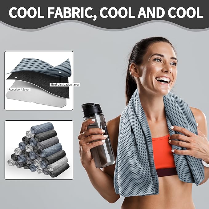Honoson Cooling Towel Bulk - Neck & Face Cool Chilly Towels Microfiber Breathable Sport Sweat Rag