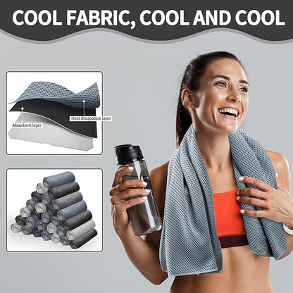 Honoson Cooling Towel Bulk - Neck & Face Cool Chilly Towels Microfiber Breathable Sport Sweat Rag