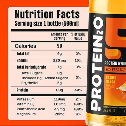 Protein2o Hydration Drink - 2-in-1 Liquid Clear Whey Protein Isolate and Electrolyte Drink - 20g