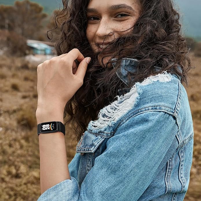 2 Pack Elastic Bands Compatible with Xiaomi Smart Band 9 Active Women Men, Soft Nylon Replacement