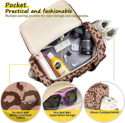 FIORETTO Women's Gym Duffle Bag with Shoes Compartment, 37L Capacity, Ideal for Travel, Gym
