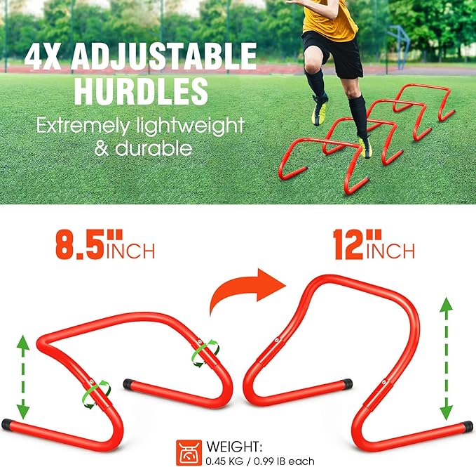 Agility Ladder Speed Training Equipment Set-20ft Agility Ladder,12 Soccer Cones,4 Hurdles, Jump