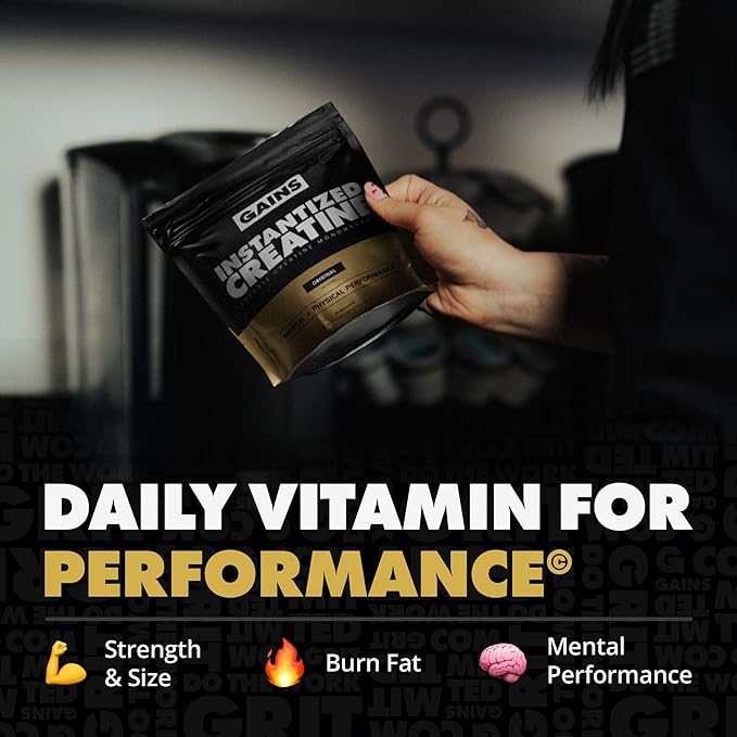 Gains in Bulk Instantized Creatine Monohydrate for Women and Men, Soluble Creatine Powder, Supports