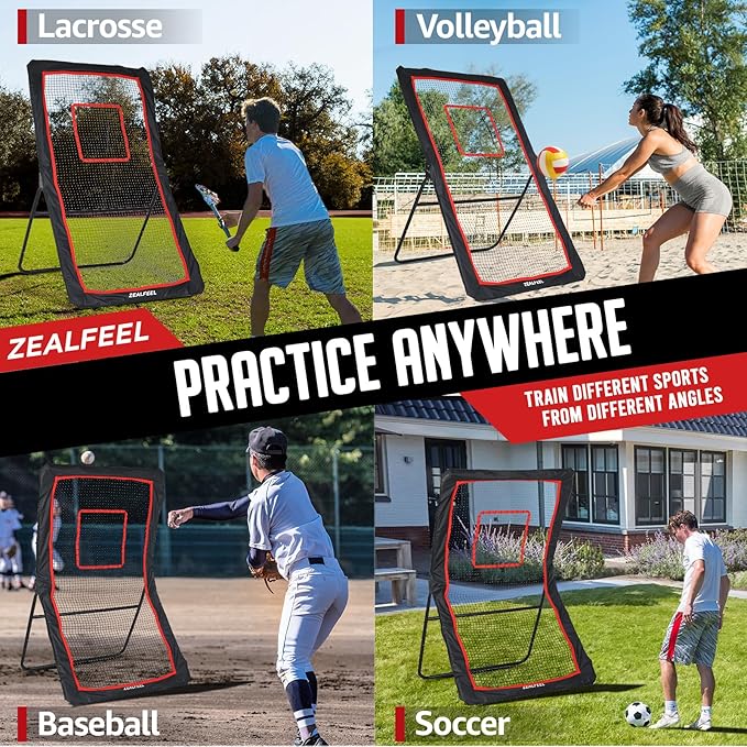 Lacrosse Rebounder, 4x7FT/4x6FT Lacrosse Rebound for Backyard with 5 Rebound Angles, Target Strip