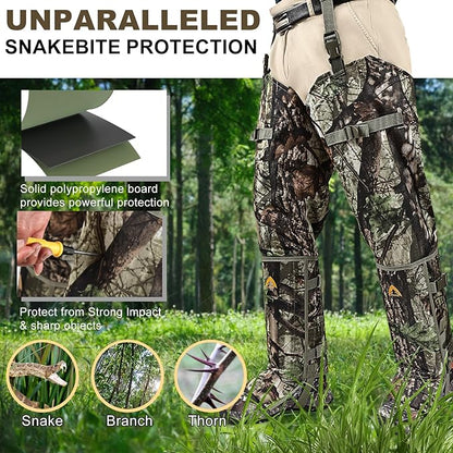 Snake Guard Chaps Waterproof Snake Chaps for Hunting Snake Bite Protection Gear Adjustable Size