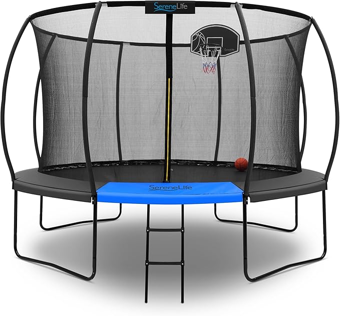 Serenelife 12FT 10FT 8FT Recreational Trampolines with Enclosure Net and Ladder and Anti-Rust