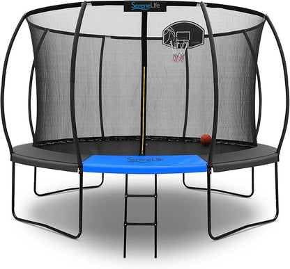 Serenelife 12FT 10FT 8FT Recreational Trampolines with Enclosure Net and Ladder and Anti-Rust