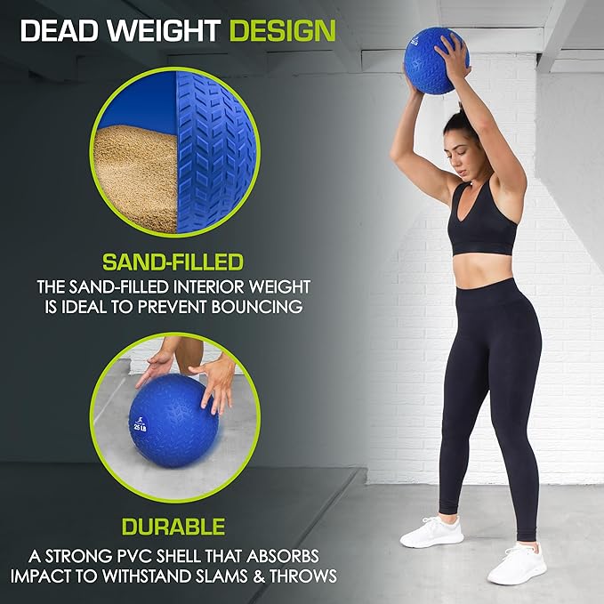 ProsourceFit Slam Medicine Balls 5, 10, 15, 20, 25, 30, 50lbs Smooth and Tread Textured Grip Dead