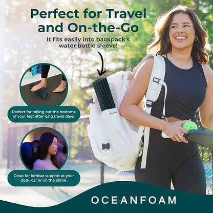 Oceanfoam Ripple Travel Foam Roller (11" x 3.35") Firm Mini Foam Roller for Physical Therapy, Deep