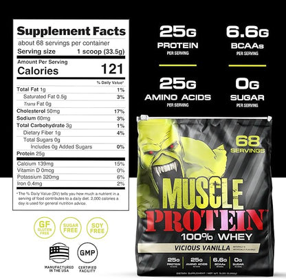 Muscle Whey Protein Flavored Protein Powder, 25,000mg Amino Acids/Serving, Cold Filtered(Packaging