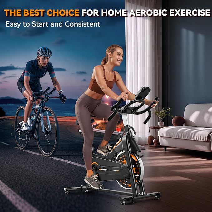 Exercise Bike, Wenoker Stationary Bike for Home, App Supported Indoor Bike with Silent Belt Drive