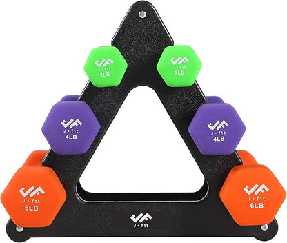 JFIT Dumbbell Pairs or Sets – Neoprene & Vinyl Coated Hand Weights for Home Gym, Strength Training