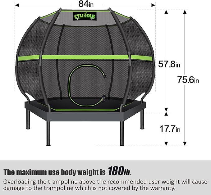 Trampoline for Kids, Heavy Duty Recreational Trampolines Toddler Trampoline with Enclosure Net