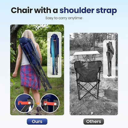HIGH POINT SPORTS Oversized Camping Chairs for Adults, High Back Heavy Duty Lawn Folding Chair