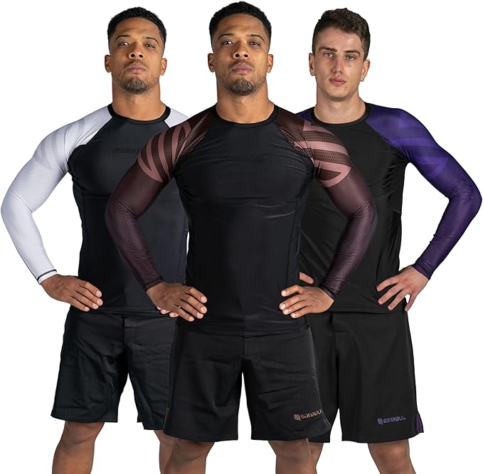 Sanabul Essential Long Sleeve Compression Training Rash Guard for MMA BJJ Wrestling Grappling and