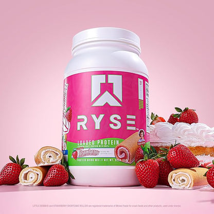 RYSE Loaded Protein Powder - Little Debbie Strawberry Shortcake Rolls - 25g Whey Protein Isolate &