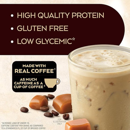 AtkinsCafé Caramel Iced Coffee Protein Shake, 15g Protein, Low Glycemic, 3g Net Carb, 1g Sugar