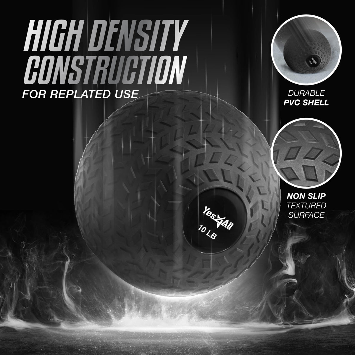 Yes4All Slam Balls, 10-40lb Medicine Ball Weight, Durable PVC Sand Filled Workout Dynamic Medicine