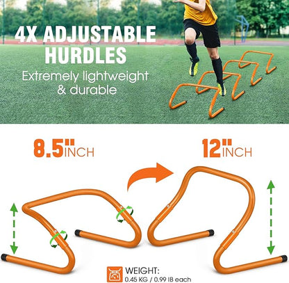 Agility Ladder Speed Training Equipment Set-20ft Agility Ladder,12 Soccer Cones,4 Hurdles, Jump