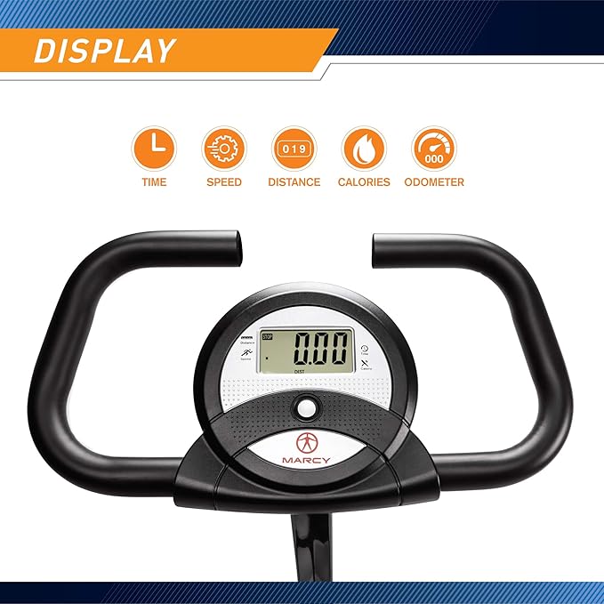 Marcy Foldable Upright Exercise Bike with Adjustable Resistance for Cardio Workout & Strength