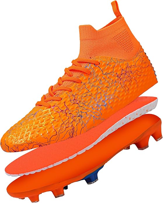 Men's Soccer Shoes High-Top Soccer Cleats Outdoor Breathable Athletic Professional Spikes Youth