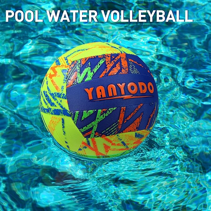 YANYODO Swimming Pool Waterproof Beach Volleyball, Soft Indoor Outdoor Size 5 Volleyball with Pump