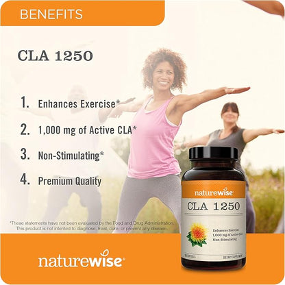 NatureWise CLA 1250 - Conjugated Linoleic Acid Supplement for Women and Men, Not Stimulating