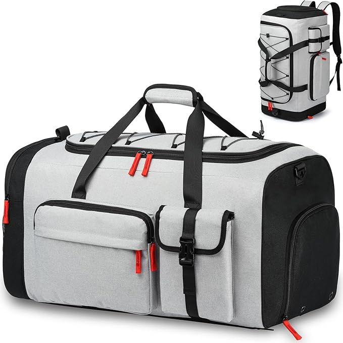 Lyweem Large Duffle Bag Backpack for Travel, 70L Heavy Duty Gym Duffel Bag with Shoes Compartment