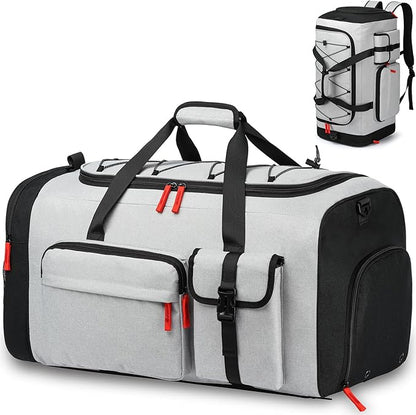 Lyweem Large Duffle Bag Backpack for Travel, 70L Heavy Duty Gym Duffel Bag with Shoes Compartment