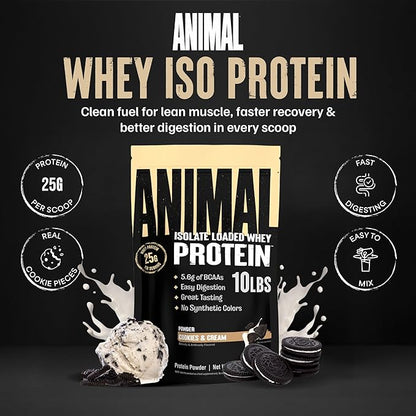 Animal Whey Isolate Protein Powder - Loaded for Pre & Post Workout Muscle Builder and Recovery with