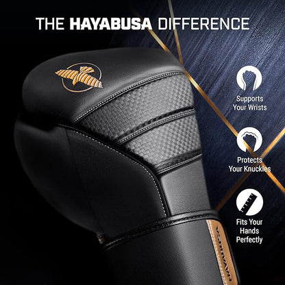 Hayabusa T3 Boxing Gloves for Men and Women Wrist and Knuckle Protection, Dual-X Hook and Loop
