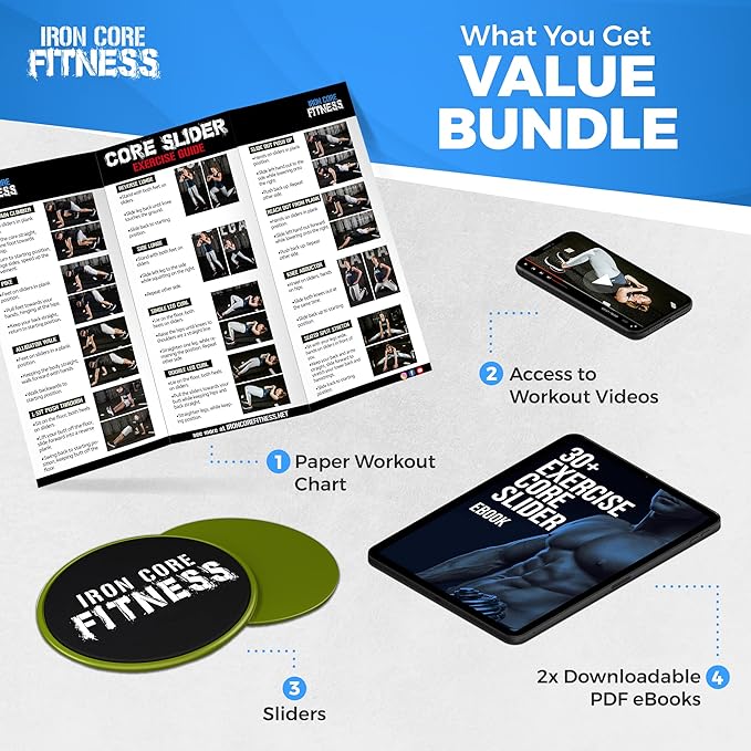 Core Sliders for Working Out, Dual Sided Exercise Gliding Discs for Use on All Surfaces, Ultimate