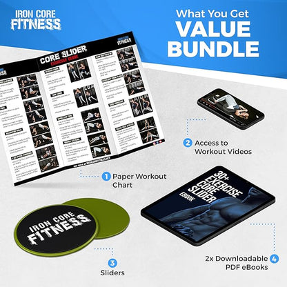 Core Sliders for Working Out, Dual Sided Exercise Gliding Discs for Use on All Surfaces, Ultimate