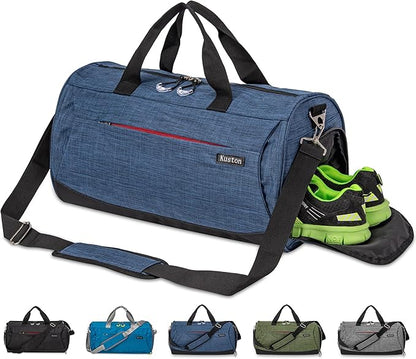 Kuston Sports Gym Bag with Shoes Compartment, Trolley Sleeve and Wet Pocket Gym Duffel Bag