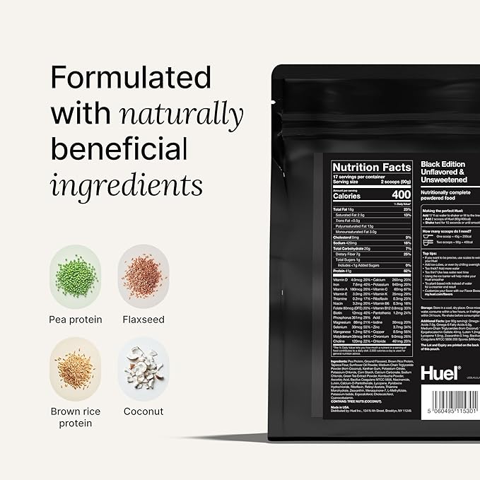 Huel Black Edition | Chocolate 40g Vegan Protein Powder | Nutritionally Complete Meal | 27 Vitamins