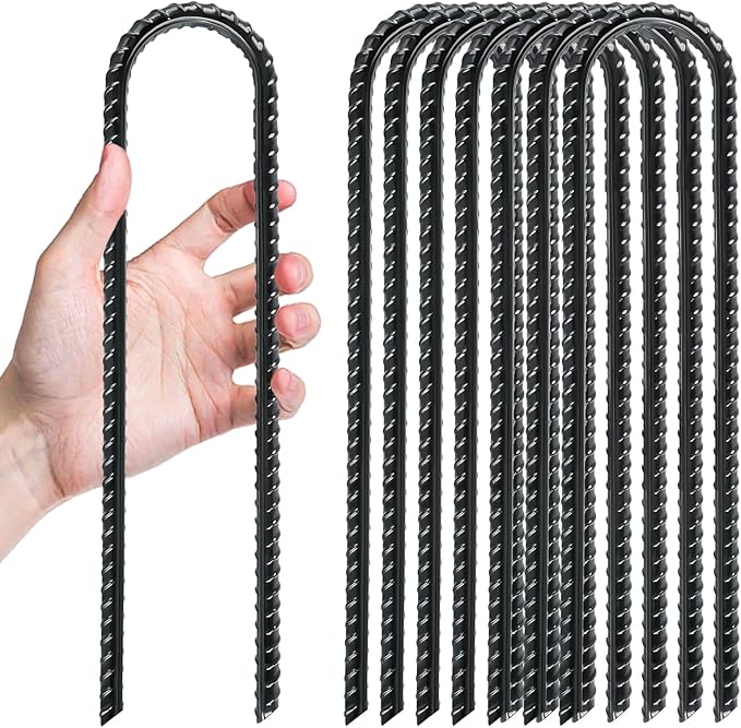 Gtongoko Trampolines Wind Stakes 8 Pack 12 Inch,Heavy Duty U Shaped Rebar Tent Stakes Ground