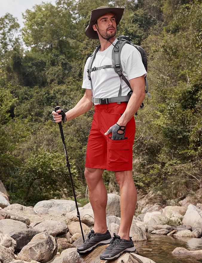 CRYSULLY Men's Hiking Cargo Shorts Outdoor Summer Lightweight Quick Dry Work Casual Shorts with 5